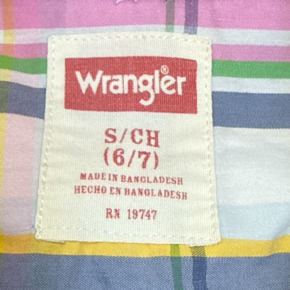 Wrangler Boys Plaid Short Sleeve Button Down Shirt Size S 6/7 - Picture 6 of 12